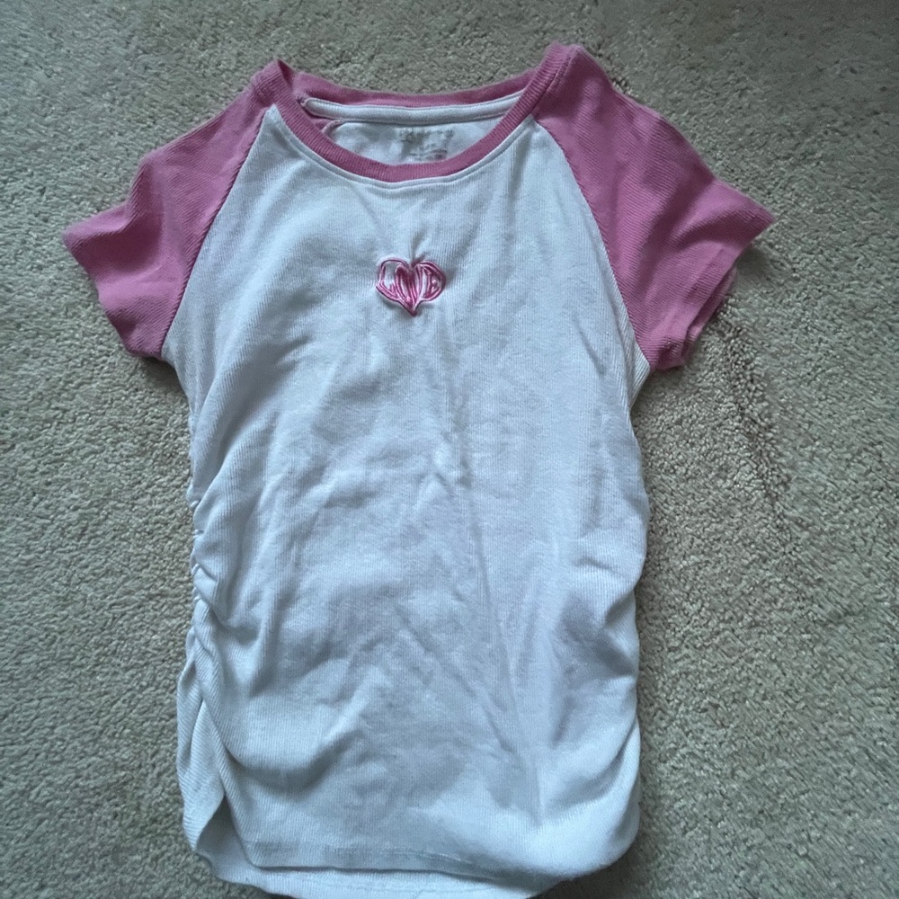Pink and White Women’s Baby Tee